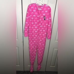 Pink Fleece Disney Minnie Mouse Footie Pajamas Size Small